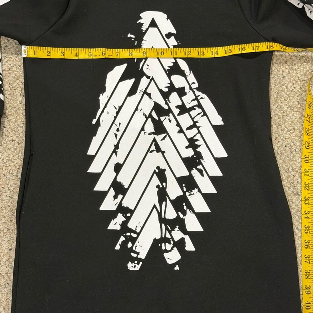 Korean Streetwear Graphic Sweatshirt Midi Dress with Pockets - Black/White - Med - Picture 6 of 9